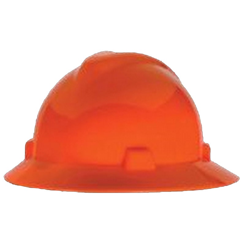 MSA Hi Vis Orange V Gard Non Slotted Hard Hat With FasTrac Suspension