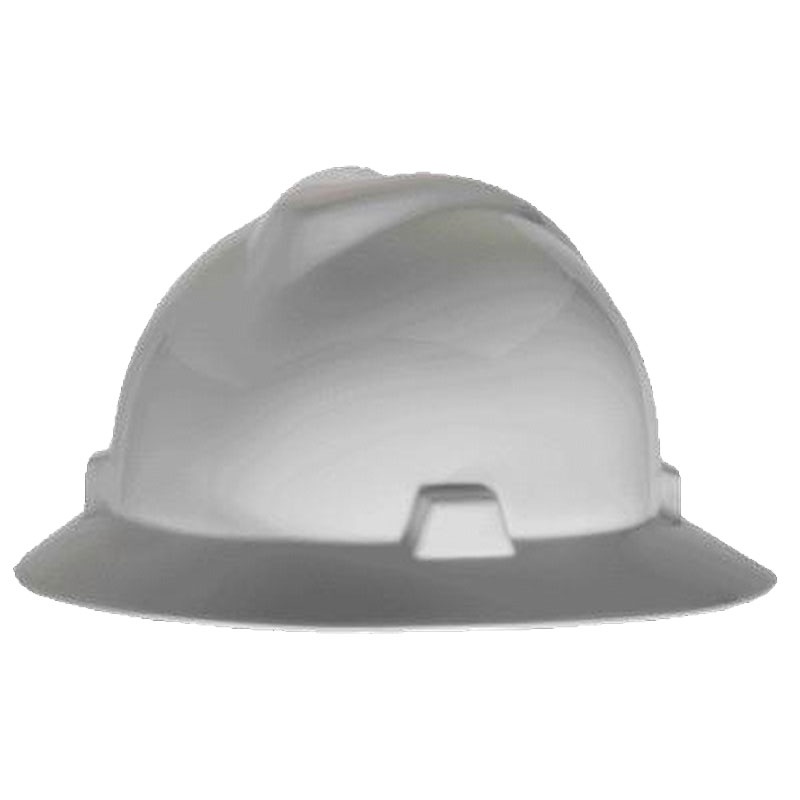 MSA White V Gard Slotted Full Brim Hard Hat w FasTrac Suspension